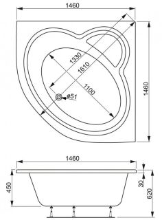 Акриловая ванна VagnerPlast Catalina VPBA146CTL3X-04 146см белый