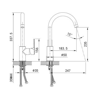 Смеситель для кухни IDDIS Cuba сатин CU1BNJ0i05