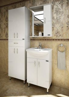 Зеркальный шкаф СанТа Прима 101100 50см белый