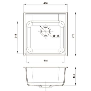 Мойка кухонная Reflexion Etude 53-GR RF0353GR серый