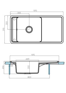 Мойка кухонная Акватон Беллис 97см шампань 1A725132BS290