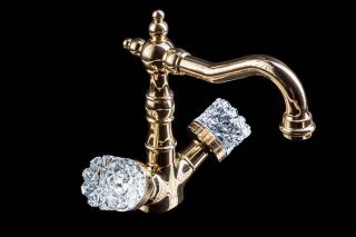 Смеситель для раковины Boheme Crystal золото 292-CRST