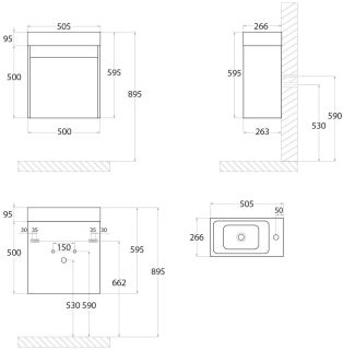 Подвесная тумба под раковину Art&Max Family 50см белый глянцевый Family-500-1D-SO-BL