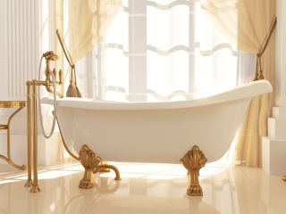 Ванна из искусственного камня AquaStone Скарлет 170x80см ножки бронза