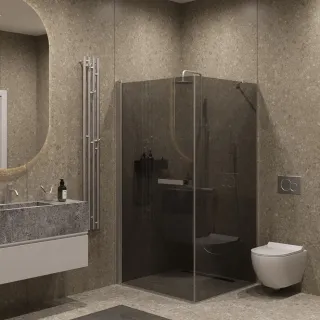 Душевой уголок на монопетле  by Deonria U-90-90-8-G-H 90x90см хром матовый/графит