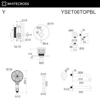 Система для ванны скрытого монтажа WHITECROSS Y YSET06TOPGM оружейная сталь