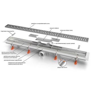 Душевой лоток Veconi Klasik N 650 V650KN с решеткой Хром глянцевый под плитку