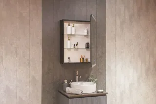 Зеркало-шкаф с подсветкой ArtMax Platino AM-Pla-600-800-1D-R-DS-FC-H-T-Grey 60 см серый матовый