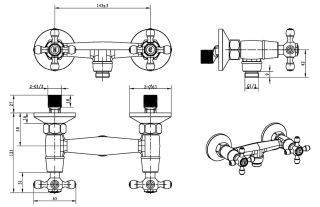 Смеситель для душа Boheme ROYAL CRYSTAL black, Комплект бронза