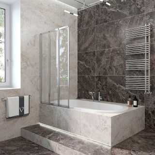 Шторка на ванну Veconi Palau PL-73L, 1200x1500, хром, стекло прозрачное