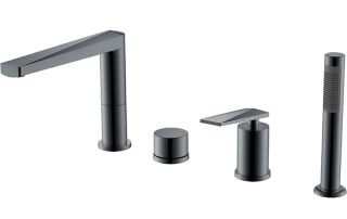 Смеситель на борт ванны Boheme Venturo 370-SGM антрацит глянец