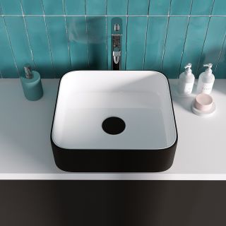 Раковина накладная Grossman GR-4042BW 38.5х38.5 черно-белый