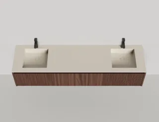 Подвесная тумба Salini Domino 27D220DINF 200см шпон с фрезеровкой для двух встраиваемых раковин