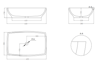 Накладная раковина Salini Gloria 04 S-Stone 1102204M 60см белый матовый