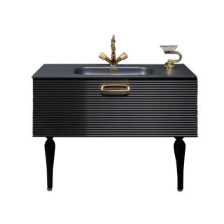 Тумба под раковину Armadi Art Vallessi Avangarde Linea 100см чёрный/золото 842-100-BG