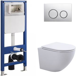 Сет Sintesi SIN-CCI-SMP-101,SIN-FB-BRC-504,SIN-TS-EVI-151: инсталляция кнопка смыва хром унитаз Evi белый крышка-сиденье белая