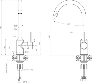 Смеситель для кухни GranFest 3650 черный
