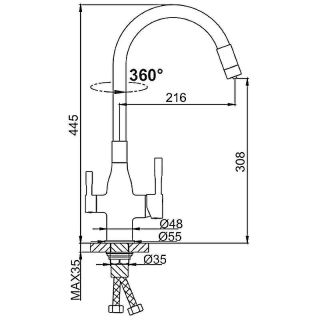 Смеситель для кухни Frap F4396-5 Сатин Черный
