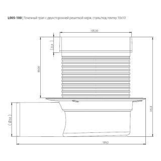 Душевой трап Logan L005-100 с решеткой Нержавеющая сталь под плитку