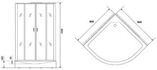 Душевая кабина Niagara NG-6901-01G BLACK с гидромассажем 90x90см чёрный/тонированное