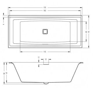 Акриловая ванна Riho Still Square Fall B100032005 заполнение через перелив 170х75см белый
