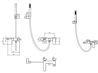 Смеситель для ванны Boheme Qubic 473-SGM антрацит глянец