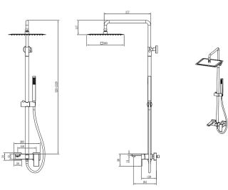 Душевая стойка Boheme Qubic 478-SGM антрацит глянец
