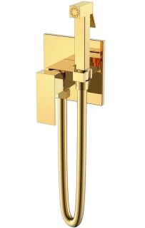 Гигиенический душ Boheme Qubic 477-G со смесителем золото