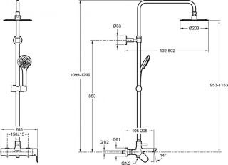 Душевая стойка Jacob Delafon Aleo хром E97825RU-4-CP