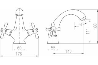 Смеситель для раковины Rav Slezak Morava retro MK328.5CMAT черный