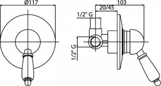 Встраиваемый однорычажный смеситель для душа, хром Cezares VINTAGE-DIM-01-Sw