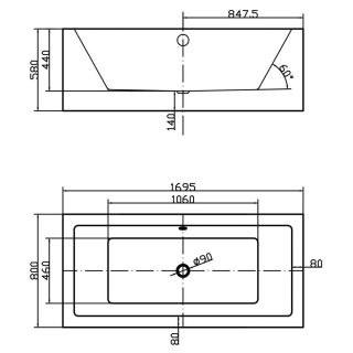 Акриловая ванна Swedbe Vita 8824 169x80см белый