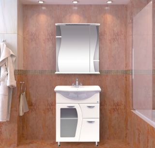 Зеркальный шкаф с подсветкой Misty Лиана 65см правый белый