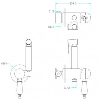 Гигиенический душ со смесителем Boheme Imperiale 435-BSW золото