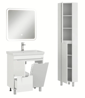 Пенал напольный Onika Айленд 403082 угловой 30см белый