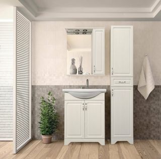 Зеркало-шкаф с подсветкой Style Line Олеандр ЛС-00000201 55см рельеф пастель