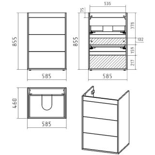 Напольная тумба под раковину Brevita Grafit УТ000015087 120 см Белая матовая