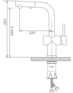 Смеситель для кухни Raglo R86.49.09 с выдвижным изливом графит