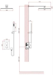 Душевая система DQ Bayern.Liszt DA2515705A04 с термостатом чёрный