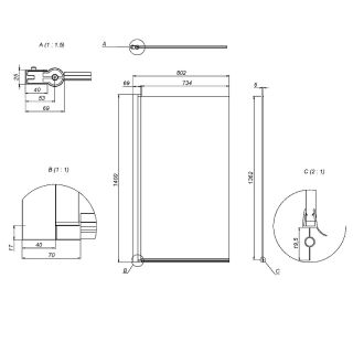 Шторка на ванну AM.PM Gem 80 W90BS-D080-140BT профиль Черный матовый стекло прозрачное