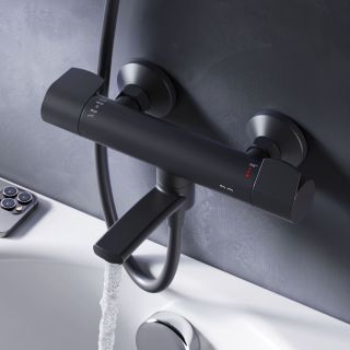 Смеситель для ванны и душа с термостатом Am.Pm X-Joy F85A50022 чёрный