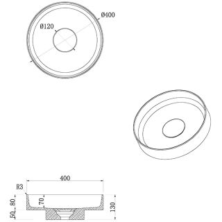 Раковина накладная Armadi Art Sole Corian 801-R-A 40 см антрацит