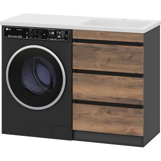 Напольная тумба под раковину Misty Коломбо 120 R УТ000015588 56 см Дуб Галифакс Антрацит