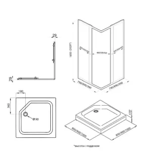 Душевой уголок Triton Вента Щ0000054463 100x100 см профиль чёрный стекло прозрачное