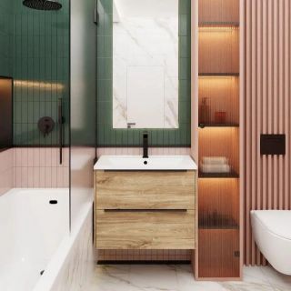 Тумба под раковину La Fenice Tesoro FNC-01-TES-DKK-80-2 Б Дуб канзас коричневый 80 см