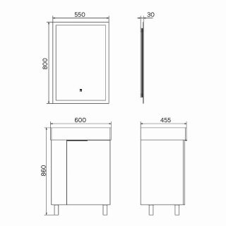 Тумба с раковиной Comforty Асти 60 00-00019190 Бетон светлый