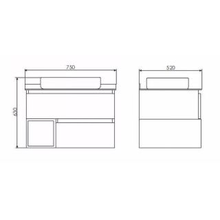 Тумба с раковиной Comforty Прага 00-00014831 75 см Дуб белый