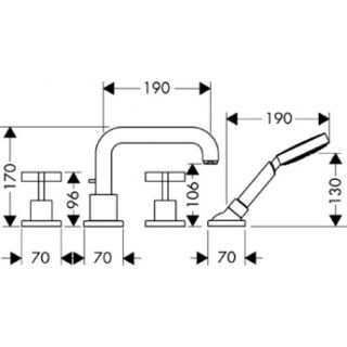 Смеситель на борт ванны Hansgrohe Citterio 39445000 хром