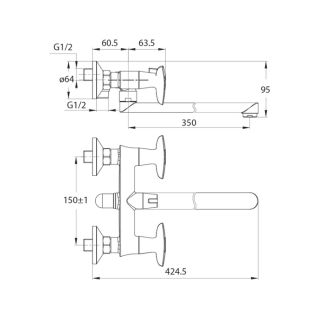 Смеситель для ванны IDDIS Copter хром глянцевый COPSBL2i10WA