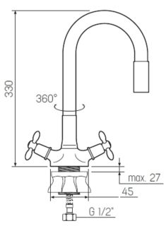 Смеситель для кухни BOOU BA5318-1F-E352A-B702 хром/чёрный